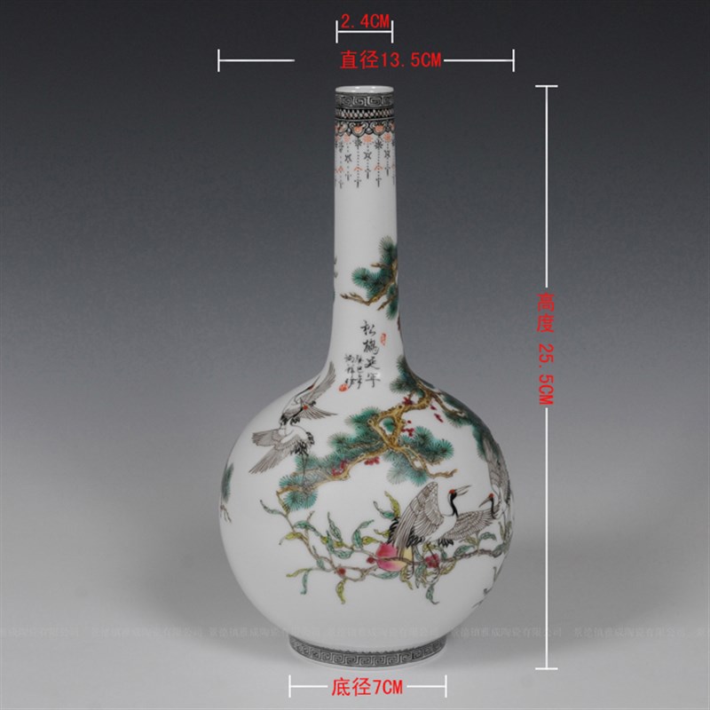 速发景德镇陶瓷器 大师手绘粉彩瓷花瓶 胆瓶 古典家居装饰工艺品