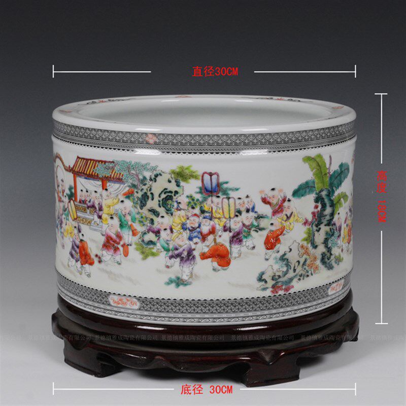 速发景德镇陶瓷器 现代时尚百子笔筒超大号笔海文房 汪荣娟大师摆