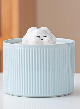 迷你流水摆件小型循环水景办公室桌面工位改造装饰宠物猫咪饮水机