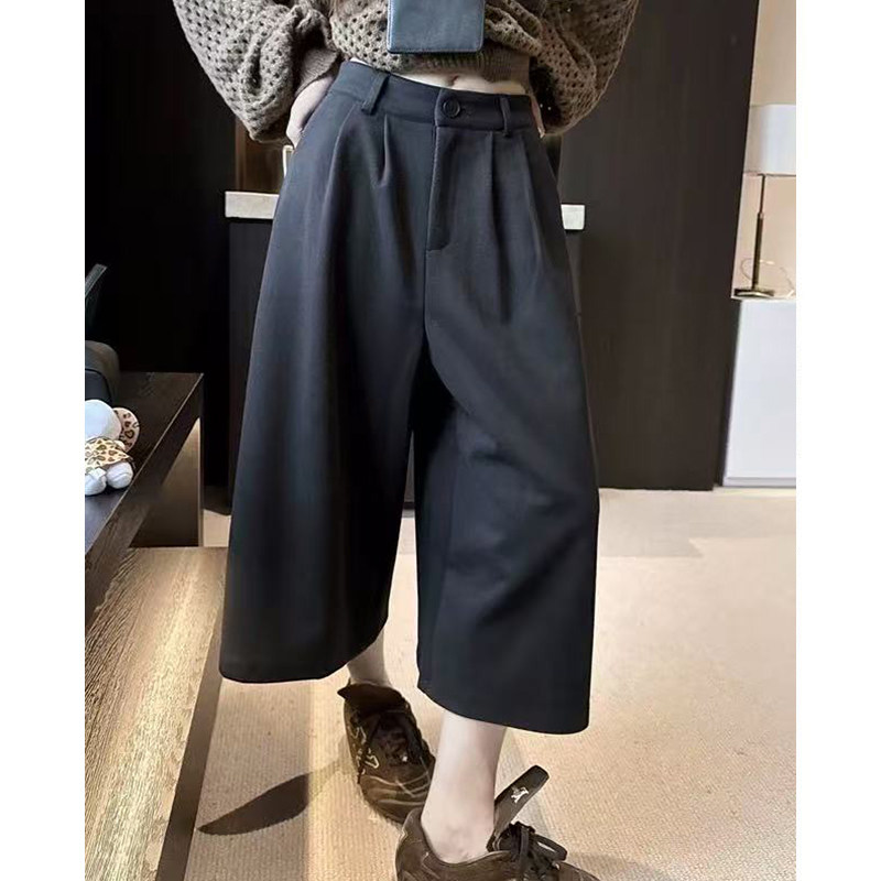 2026新款秋冬黑色毛呢七分阔腿裤休闲百搭宽松版型胖mm巨显瘦,女装/女士精品,休闲裤,淘宝优惠券,粉丝福利购,淘宝优惠卷