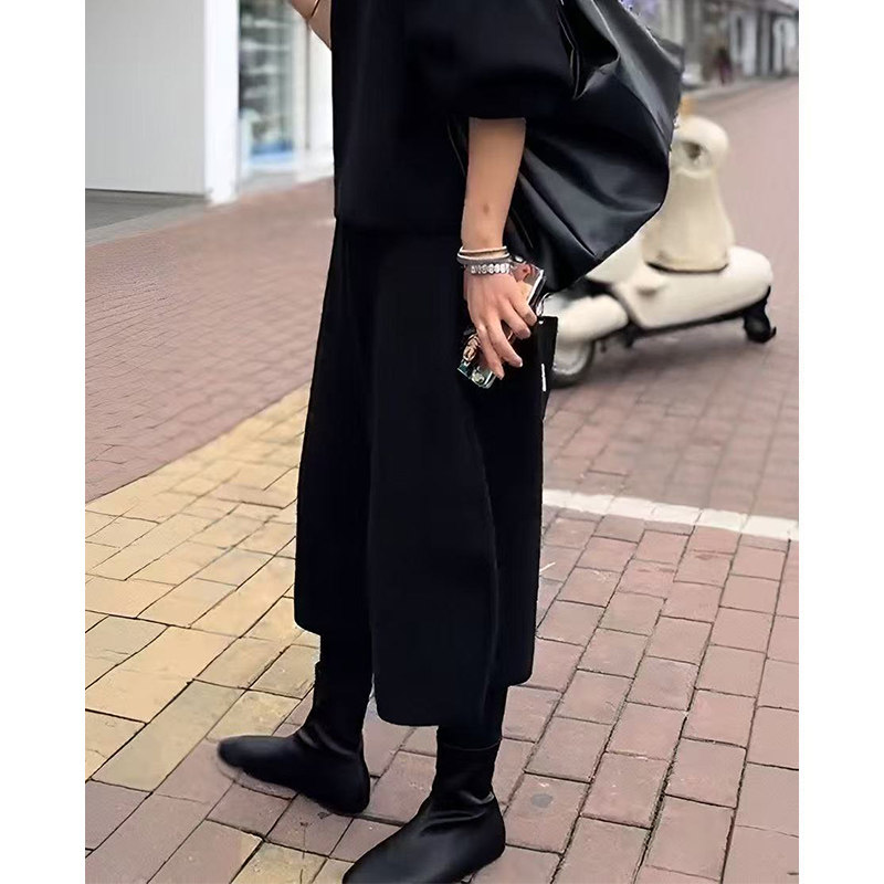 黑色毛呢七分裤女小个子欧洲站秋冬款加厚保暖欧货女裤时尚洋气