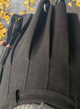 秋冬灰色毛呢半身裙大码休闲百搭中长款韩风高腰显瘦a字裙胖mm