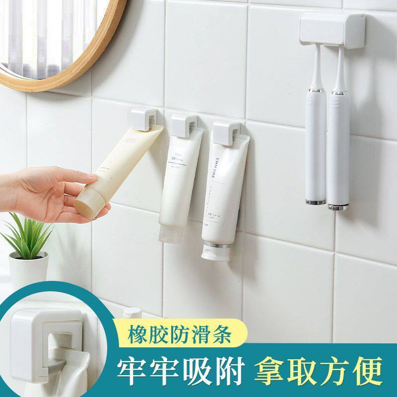 牙膏置物架免打孔壁挂式室卫生间墙上多用收纳牙膏夹洗面奶夹子浴 - 实物图