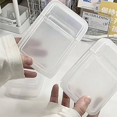 ins透明翻盖收纳盒小卡OPP袋卡膜收纳盒储物小卡保护