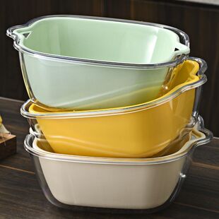 双层PET洗菜盆子家用厨房沥水篮厨房神器多功能水果盘洗水果菜篮