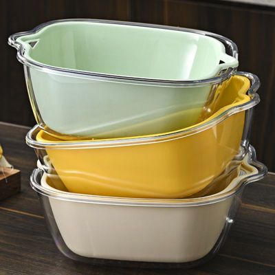 双层PET洗菜盆子多功能沥水篮