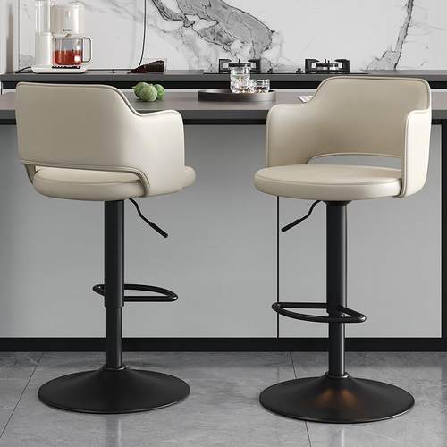 升降吧台椅子轻奢高级感家用靠背酒吧椅设计师前台岛台旋转高脚凳