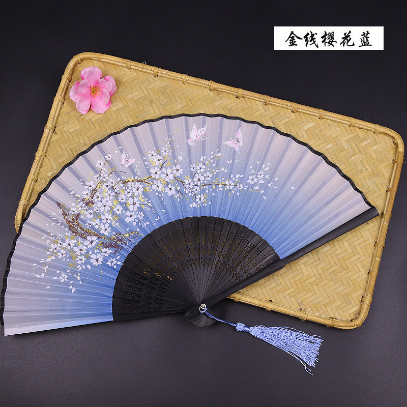 滦达旦戏曲古典舞表演t中国风桃花走纸扇子花古风儿童黑色京剧折