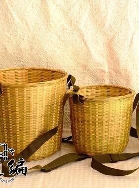 采茶背篓竹编背筐UXK成人小孩买篓工菜采摘农竹子收用纳筐手背篼