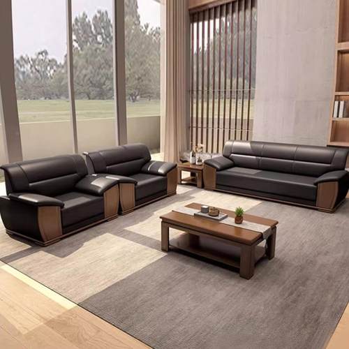 现皮代商务办公室会客发茶几沙组合质单位三ECB人位接待会人客沙