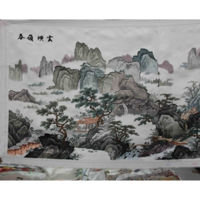 苏绣绣片客厅办公室会客室装饰画手工刺绣家居挂画春岭横云
