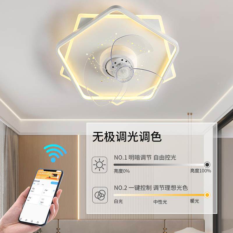 静新款室风摇头吸顶风扇灯智能音餐厅一体吊扇灯带扇ltao7261卧灯