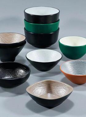 胺碗密日式树皮店纹小碗塑料米饭碗汤碗饭餐厅用食堂专仿瓷碗CBY