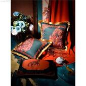 美式 轻奢FYS钱豹沙抱枕方靠骏马金垫样板房家居客厅发床头流苏大