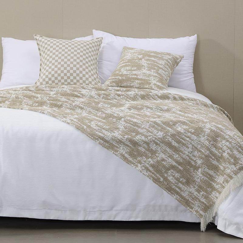 GZ休6M简约杏色斑流无品牌/苏搭宿毯别纹墅民公寓样板间酒店床尾