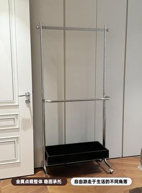锈?中古不钢玄关双层衣帽架卧移动室置物纳脏衣篓收落OBK地晾挂衣
