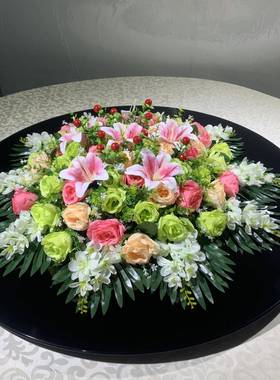 餐桌花摆花酒圆面桌摆花饭tb-73632店桌桌子摆花大摆花圆桌转盘中