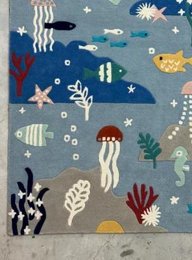 手工地毯儿tuft童ing儿房男孩房NDR加厚晴卡纶地毯通幼园学校地垫