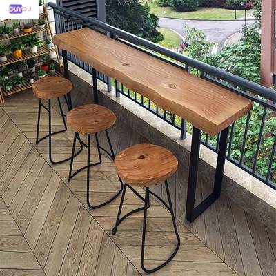 实木BCT吧组台桌家用阳台靠墙长条桌子商用酒桌吧台高窄脚桌实木