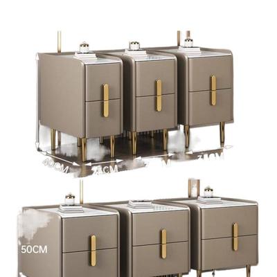 小轻型实床木超窄床头柜简ZTA约现代奢皮质板边柜储物柜岩迷你收