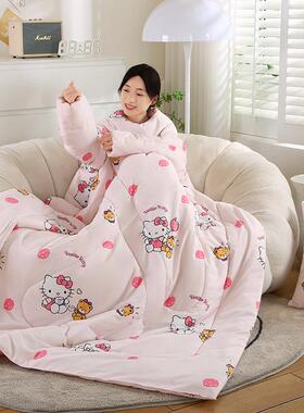 2睡02洗5新款抱枕懒人被斜纹磨可毛整ML-2025-张棉机车用办公室抱