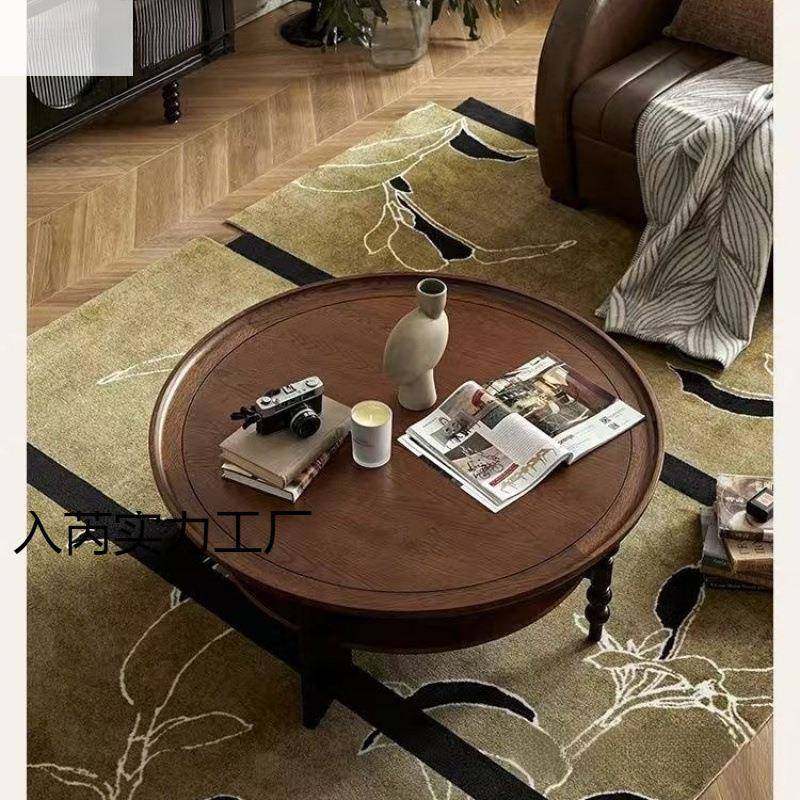新法式复古几实木形美圆式茶桌家用款小桌子UQE小户茶型客厅,住宅家具,茶几,淘宝优惠券,粉丝福利购,淘宝优惠卷