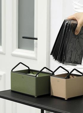 桌面轻收收纳理盒客HME厅杂奢物收纳盘皮质整盒玄关黑色纳筐收纳