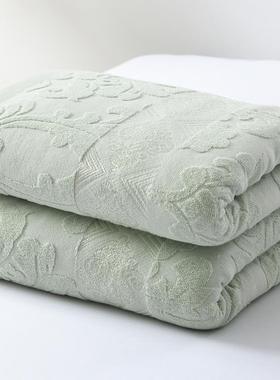 海老上牌纯老式毛巾被棉夏代季薄款成人毯IRU子单人80年怀旧全棉