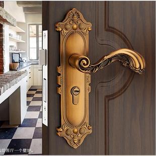 基亚锁实业欧式 合金静音门锁黄古铜室内门锁门JRJ木锁锌具卧室门