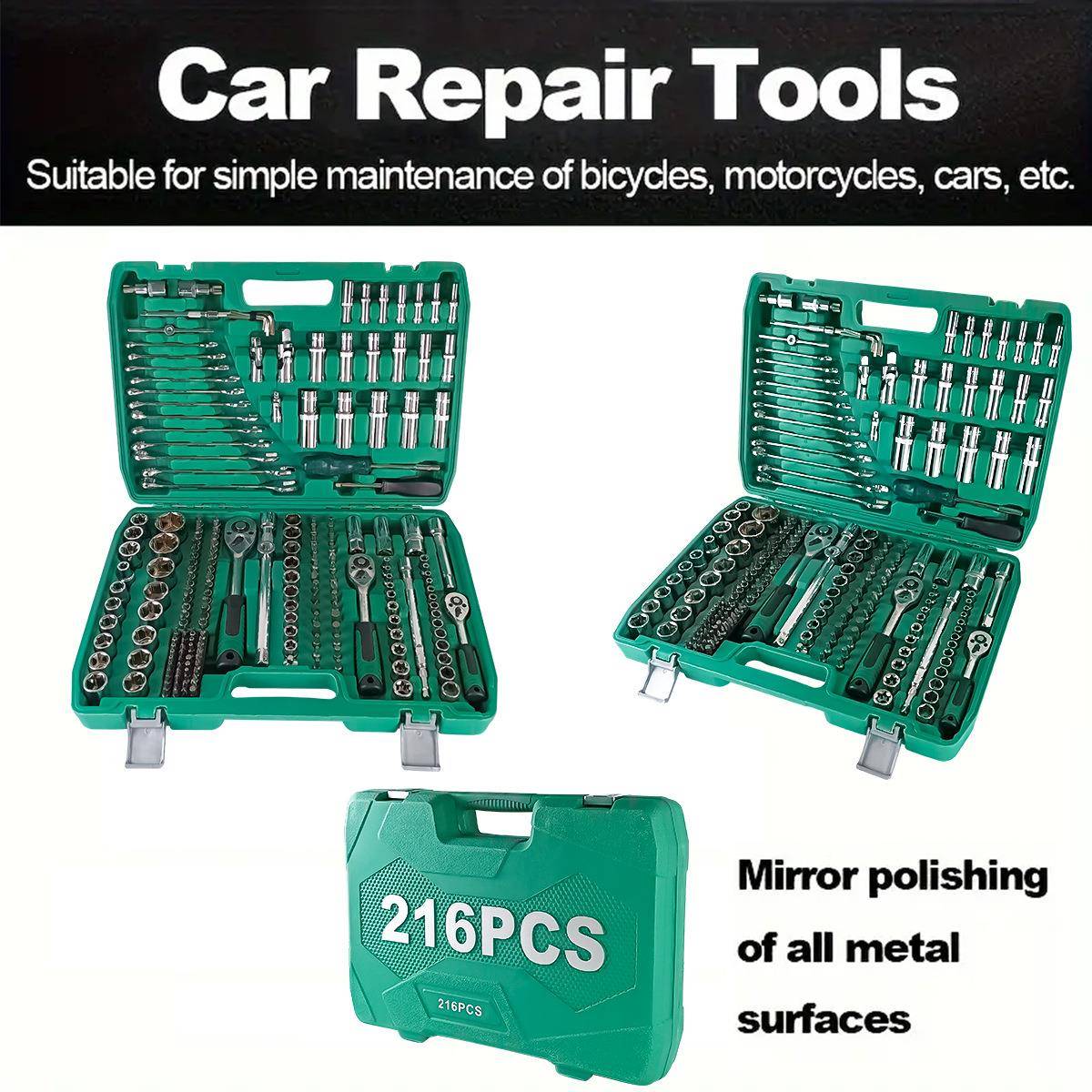 216套汽修工扳具钒套YOC装铬钢72齿棘轮手套件筒，支持跨境功能