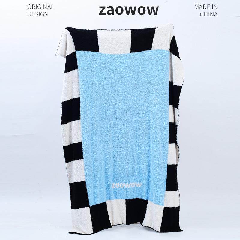 造5卧z盖wow202天空岛白蓝格中古无品牌/风双面加厚半黑边绒毯休