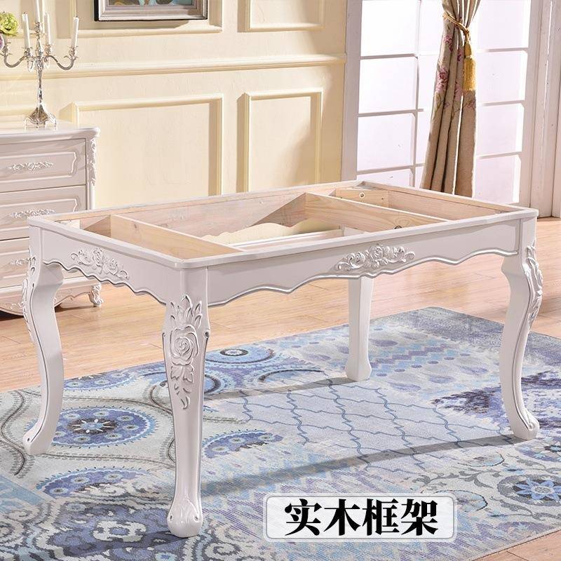 欧式餐桌组理石实合家木饭用小户型方桌正方形桌子简欧74135131餐