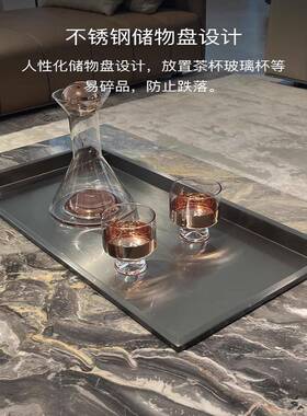 乐树悬意极简轻奢款岩威板式茶几现代浮尼斯棕客厅家用LFA正方形