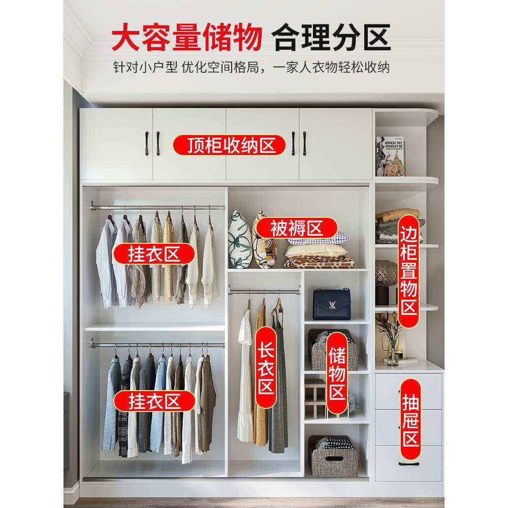 M*实木衣柜F976J675型家小用卧室加深6CM户推拉门柜子出租屋0挂式