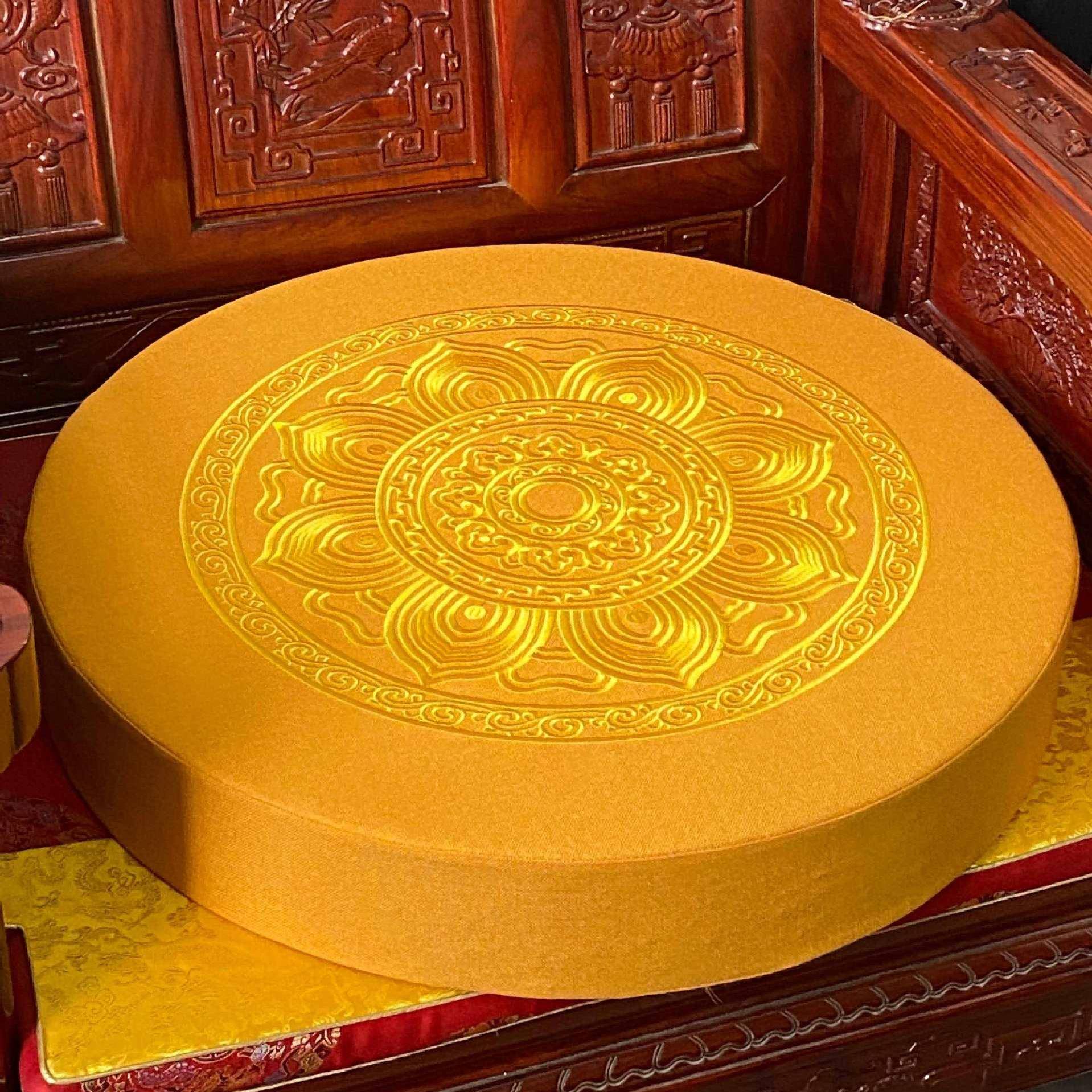 F756897H可打垫加厚亚椰棕坐垫蒲团坐拜垫拜佛垫拆洗刺绣莲花圆麻