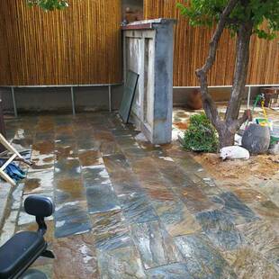 锈园仿色古板锈色石板石地砖文化石广场铺地林别墅景区仿古外墙民