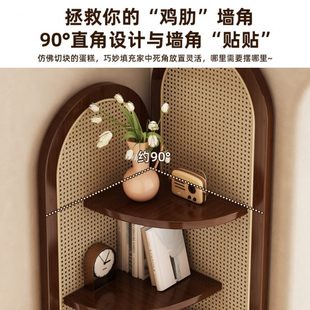 厂促转角柜置物架一体靠墙收纳柜客厅沙发墙边三角储物藤编展示柜