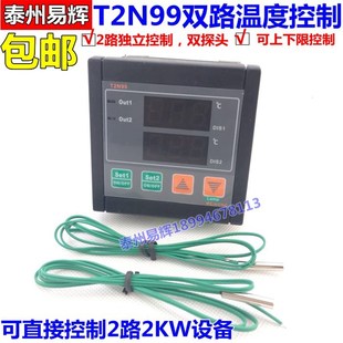 T2N99双路温度控制器 恒温控制器可直接控制2KW支持250度 温控仪