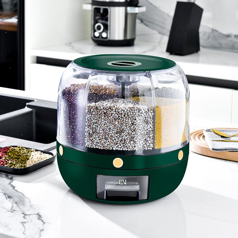 旋转米桶按压分格防潮防虫旋转储粮罐多功能分类五谷杂粮收纳罐