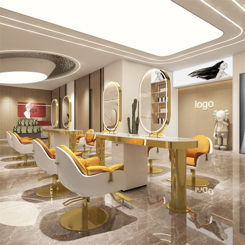 理发店简约美发镜台发廊专用剪发镜不锈钢单双面四面美发潮店镜子