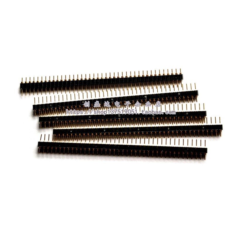 100条 2.54单排圆孔镀金排针1*40 圆孔单排针 单排针 排针
