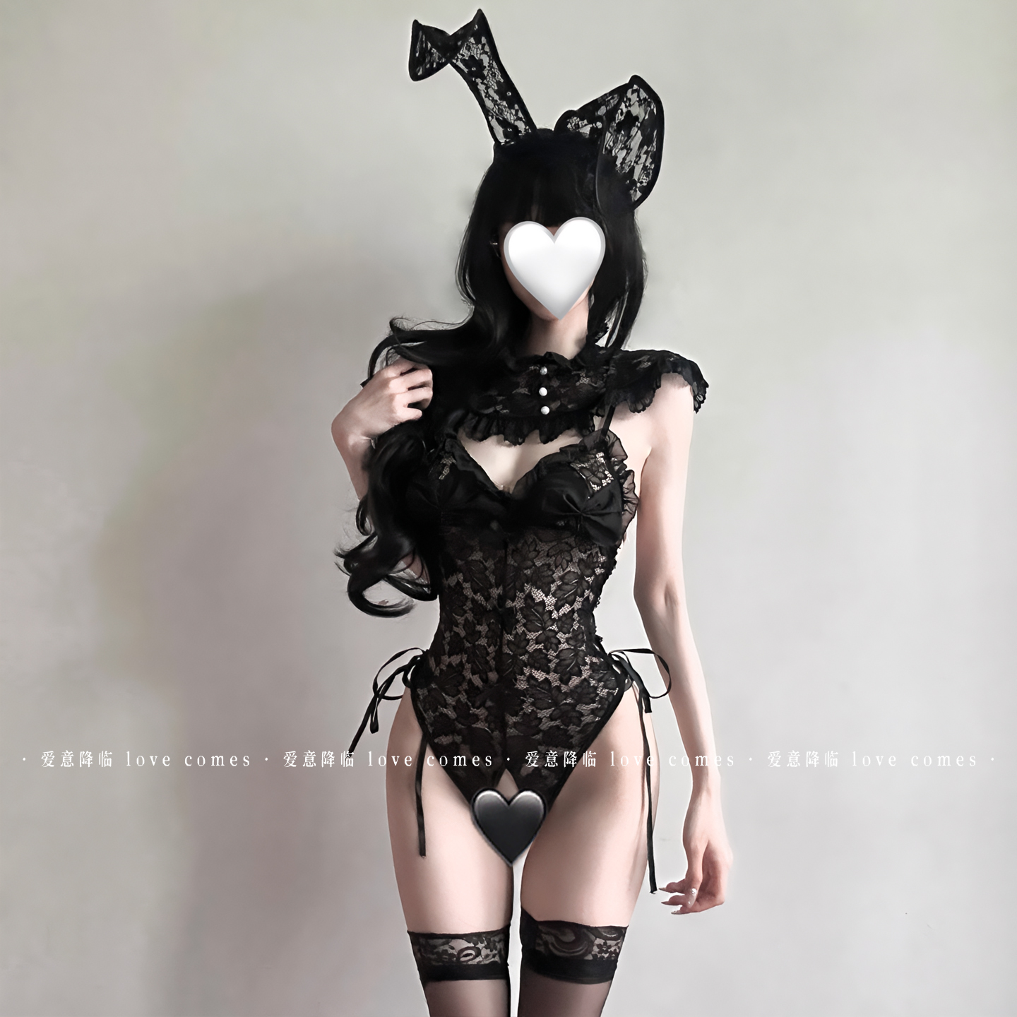 尤珍「不眠游戏」性感兔女郎蕾丝连体衣免脱露臀qqny内衣趣情制服