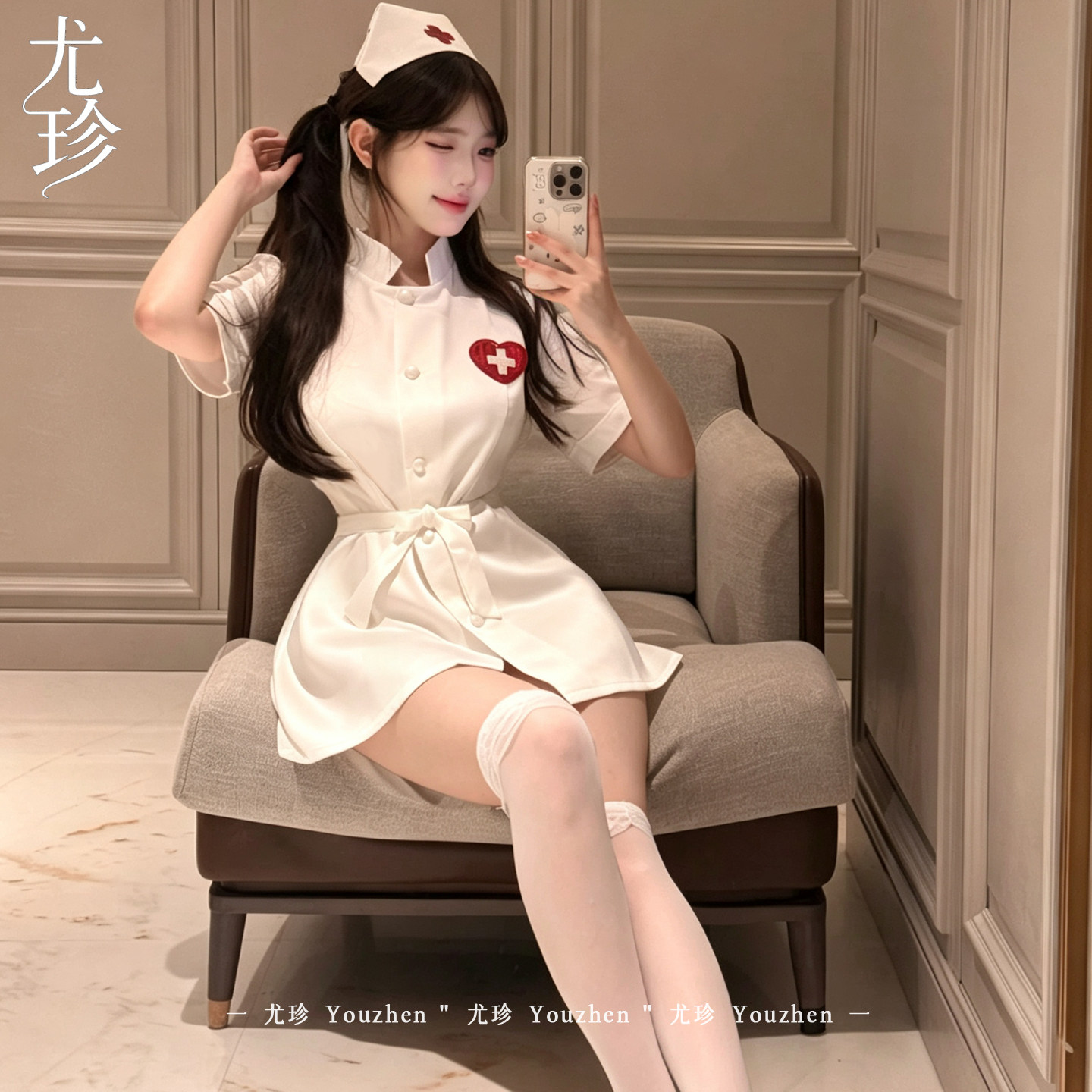 尤珍「白天使」cosplay万圣节纯欲性感护士女情侣趣味制服qq内衣