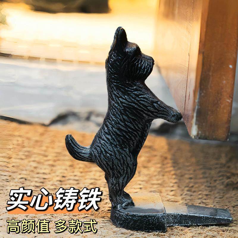 户外铸铁门挡小狗装饰摆饰室外花园阳台免打孔防风防撞大门阻门器