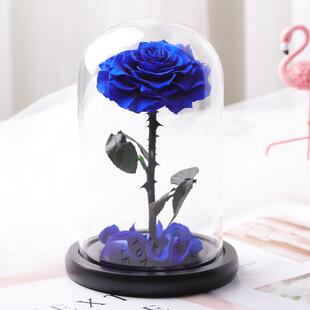 永生花蓝色妖姬蓝玫瑰真花高级感花束礼盒干花摆件生日礼物送男生