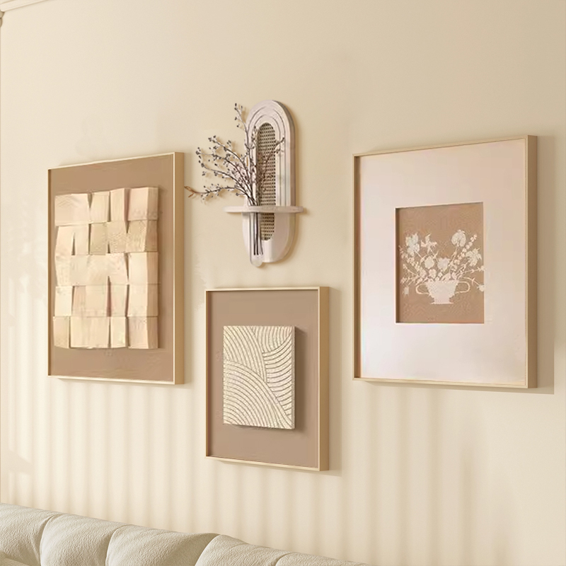 立体花瓶奶油风客厅装饰画