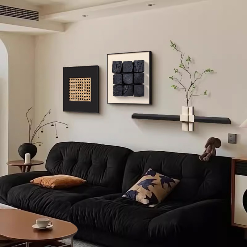 现代简约客厅装饰画沙发背景墙挂画2026新款轻奢高级感带绿植壁画