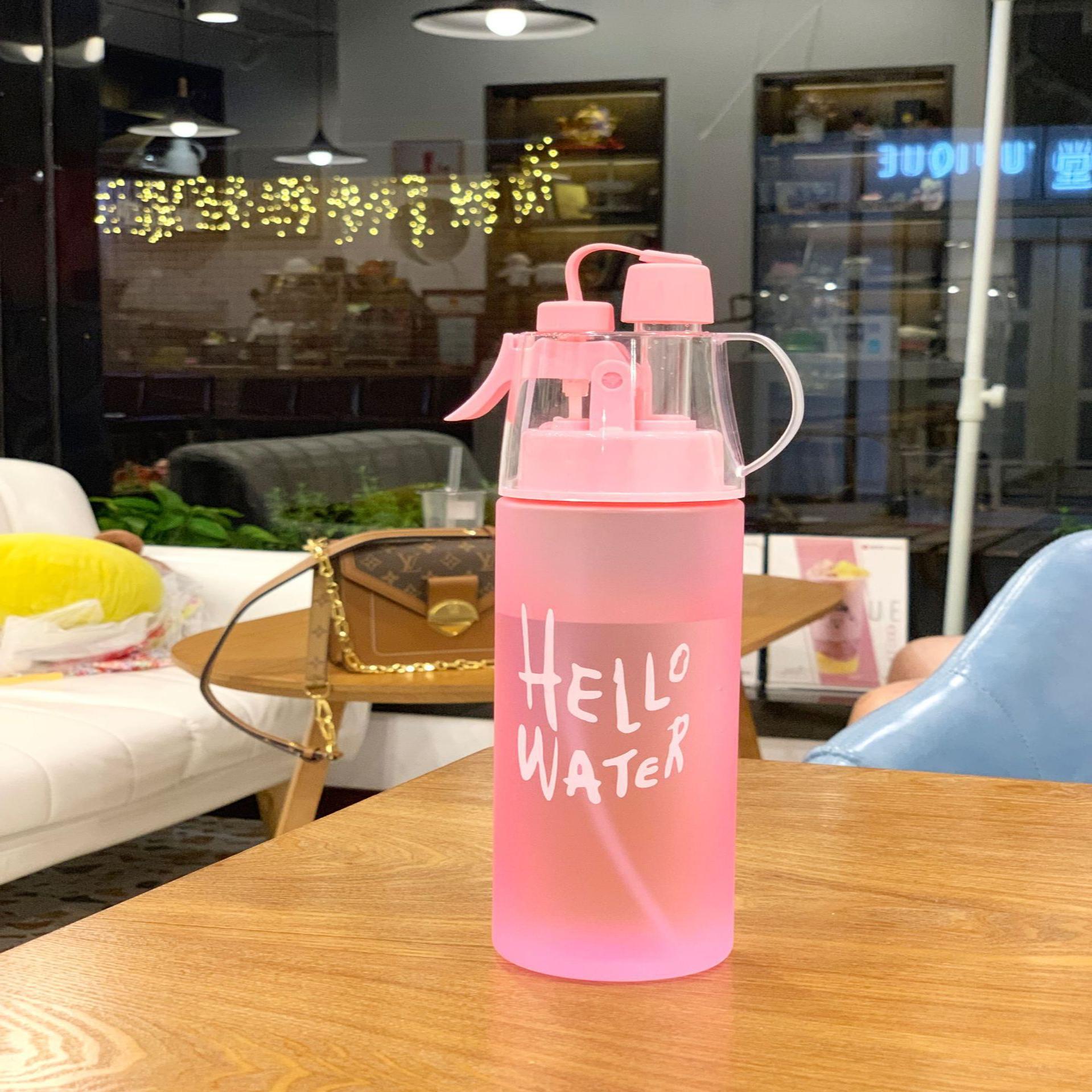 网红喷雾水杯儿童夏季运动多功能喷水杯子男女学生磨砂塑料随手杯