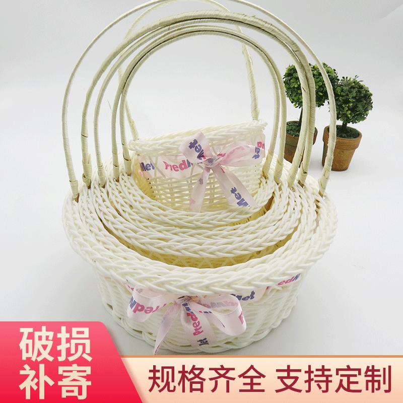 花童撒花婚瓣花篮婚果礼婚庆结手提藤编水花篮跳送礼复古舞