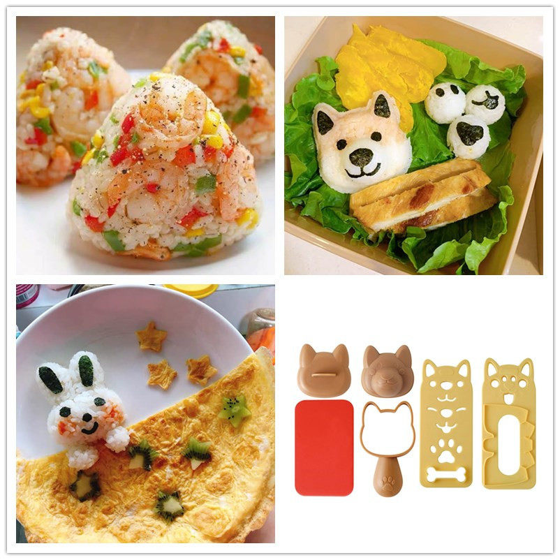 厨房制作小工具可爱寿司卡通便当模具 小猫咪小狗饭团模具套装